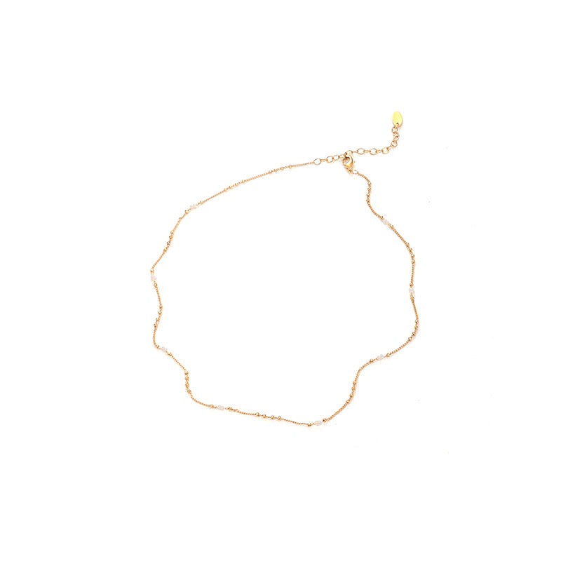 Gold-Plated Ethereal Pearl Bead Station Necklace