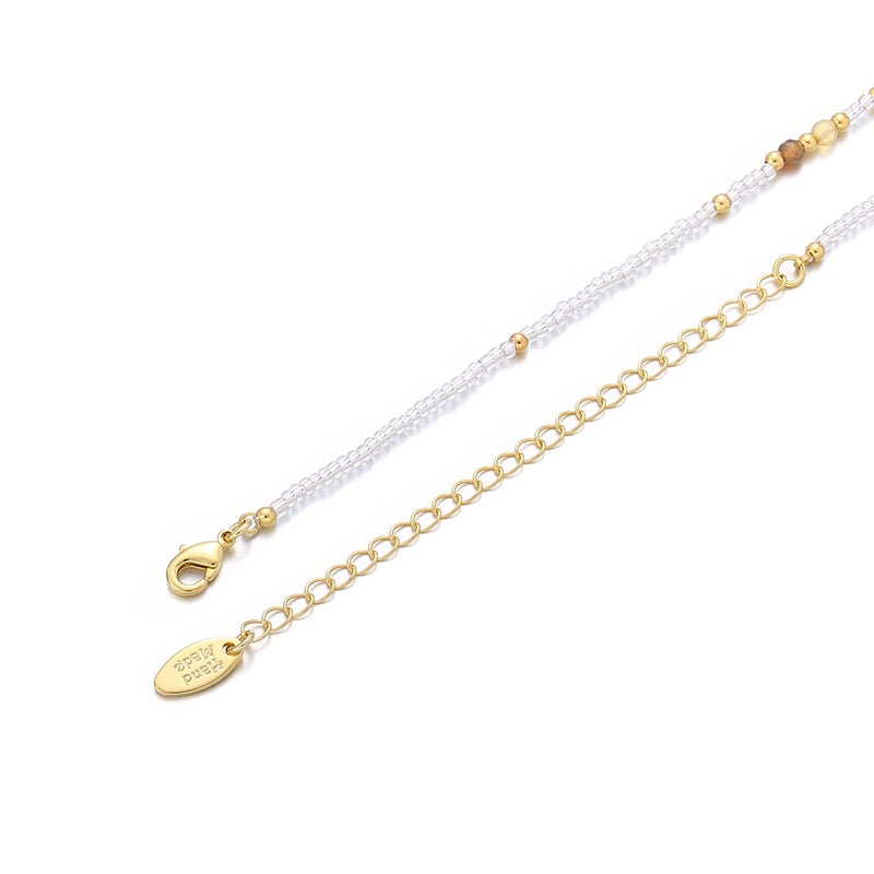 Gold-Plated Natural Whisper Natural Stone and Pearl Necklace
