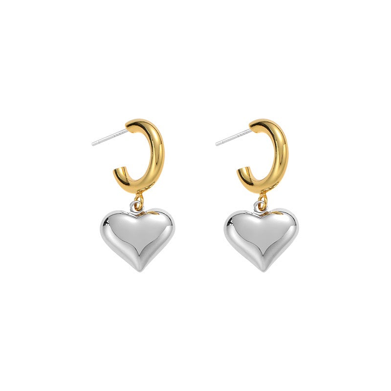 Platinum-Plated Smooth Heart Drop Earrings