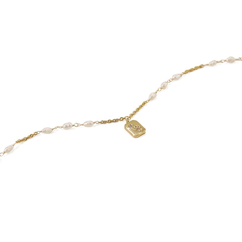 Gold-Plated Elegant Natural Pearl Necklace with Pendant