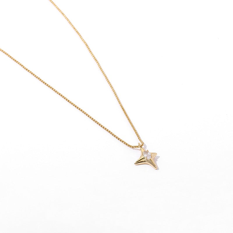 Gold-Plated  Zircon Star Pendant Necklace