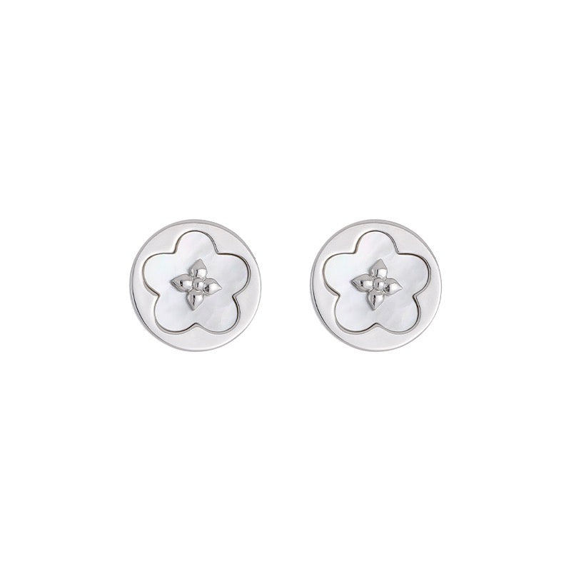 Platinum-Plated Shell Flower Earrings