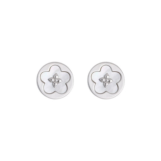 Platinum-Plated Shell Flower Earrings