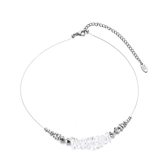 Platinum-Plated Minimalist Metal Aestheticl Style Irregular Glass and Metal Necklace