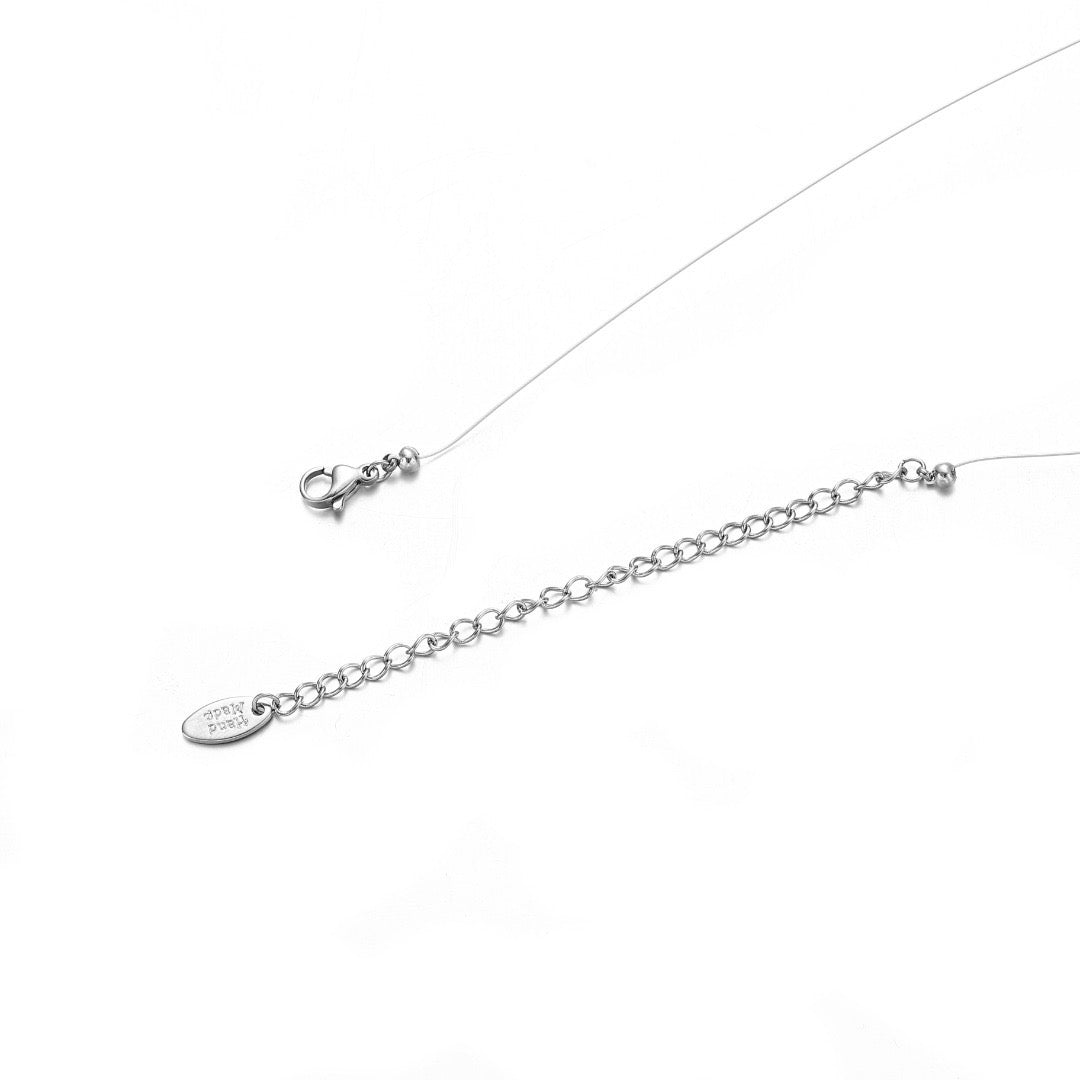 Platinum-Plated Minimalist Metal Aestheticl Style Irregular Glass and Metal Necklace