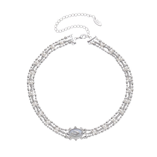 Platinum-Plated Elegance Tulip Multi-Layer Necklace