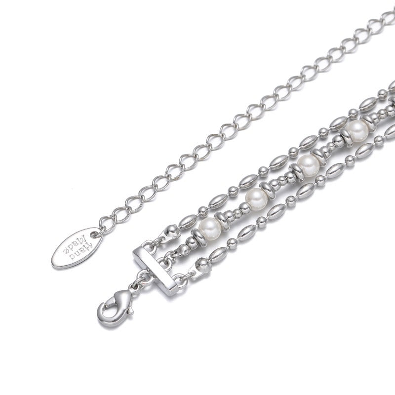 Platinum-Plated Elegance Tulip Multi-Layer Necklace