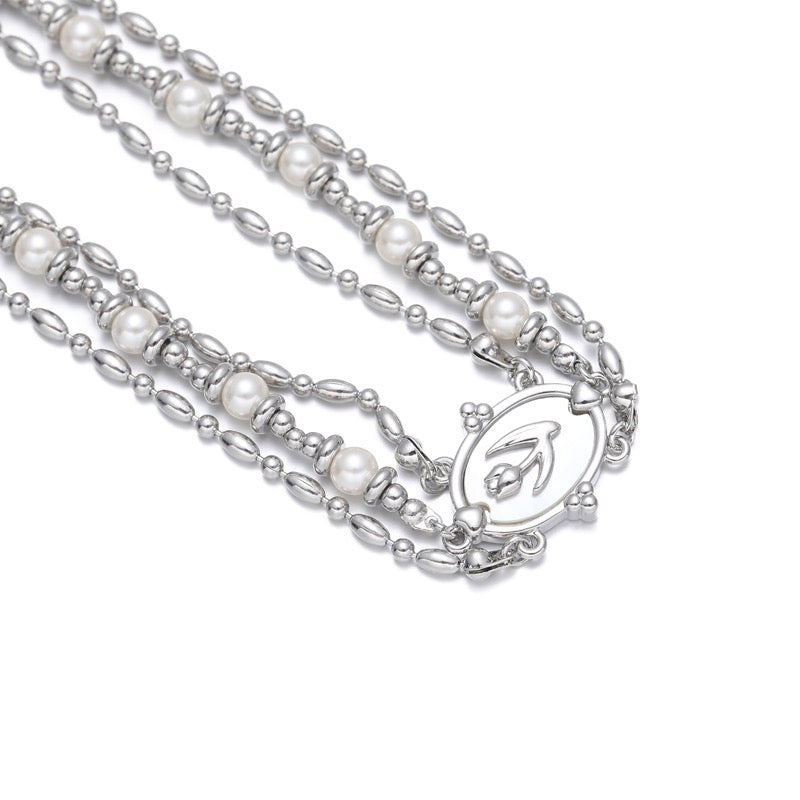 Platinum-Plated Elegance Tulip Multi-Layer Necklace