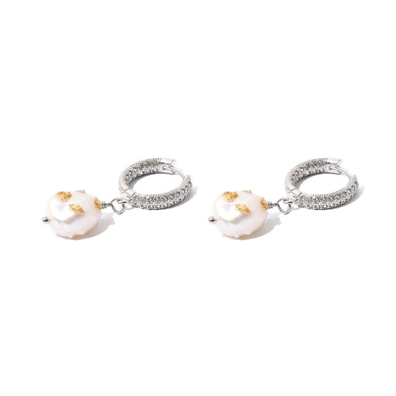 Gold/Platinum-Plated Vintage Baroque Pearl Earrings