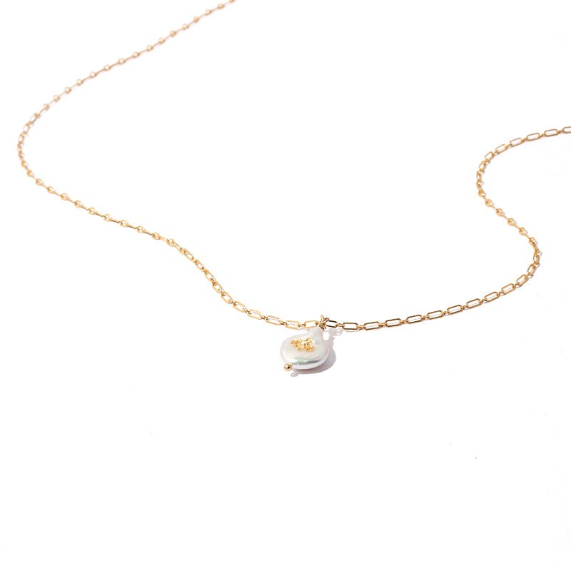 Gold-Plated Baroque Pearl Pendant Necklace