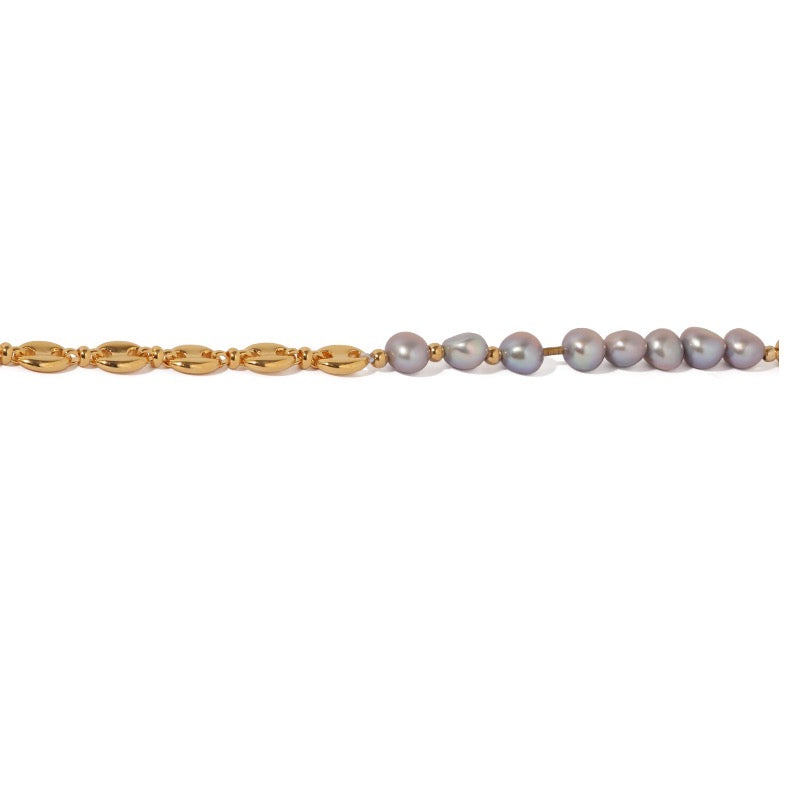 Gold-Plated Magnetic Bracelet with Pearl Accents