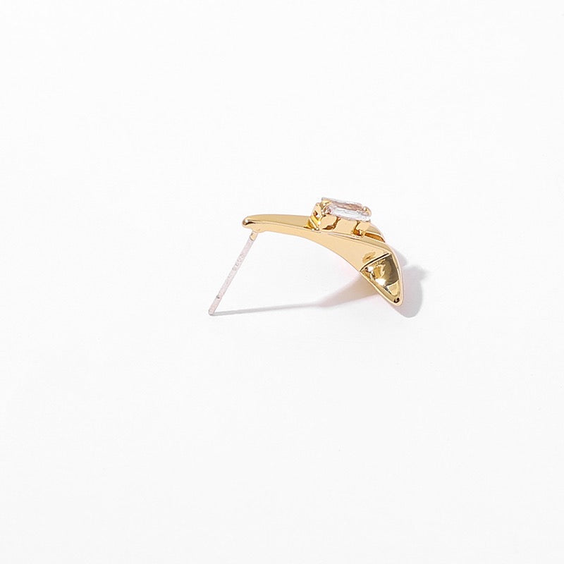 Gold-Plated Zircon-Accented Minimalist T-Bar Earrings