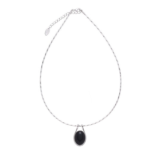 Platinum-Plated Bohemian Style Onyx/Natural Stone Pendant Necklace