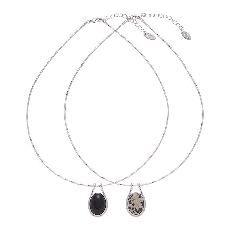 Platinum-Plated Bohemian Style Onyx/Natural Stone Pendant Necklace