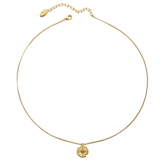 Gold-Plated Sparkle Star Disc Pendant Necklace