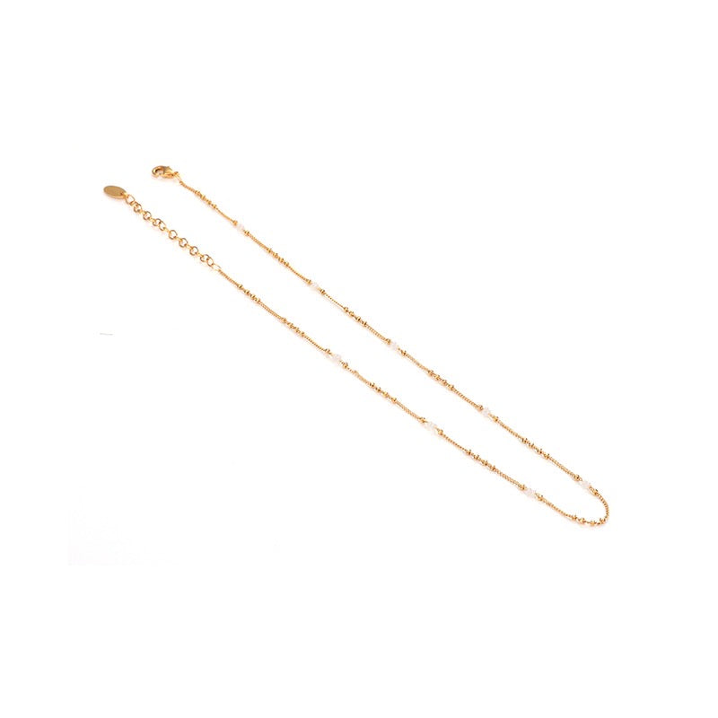 Gold-Plated Ethereal Pearl Bead Station Necklace