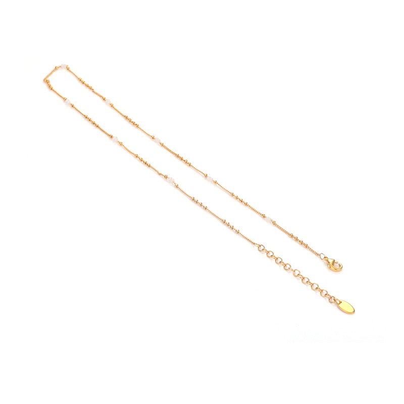 Gold-Plated Ethereal Pearl Bead Station Necklace