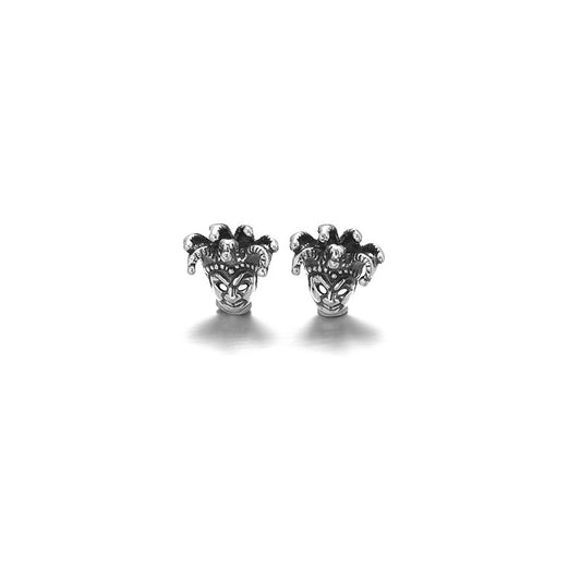 Platinum-Plated Gothic Clown Mask Earrings