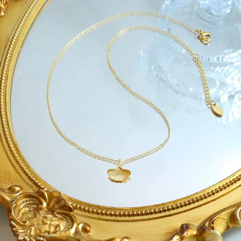 Gold-Plated Lucky Leaf Pendant Necklace