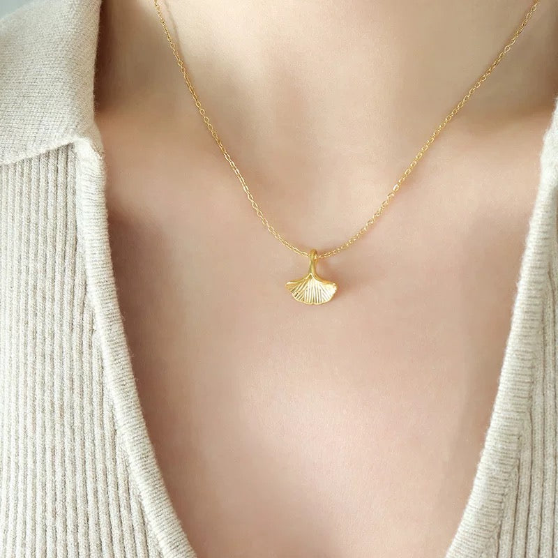 Gold-Plated Lucky Leaf Pendant Necklace